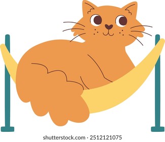 Cat On Hammock Vector Illustration