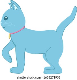 Cat on an isolated background. Vector. blue
