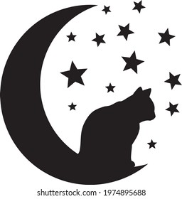 cat on the moon vector
