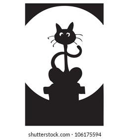 Cat on the moonlight doodle