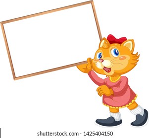 Cat on note banner illustration