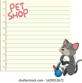 Cat on note template illustration