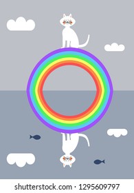 Cat on a rainbow