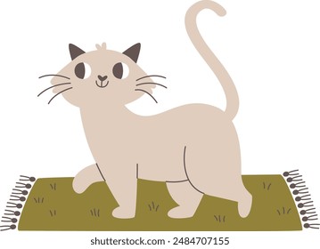 Cat On Rug Vector Illustration