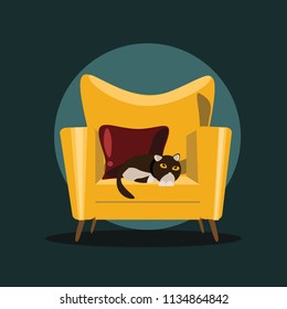 cat on sofa vector illustration 