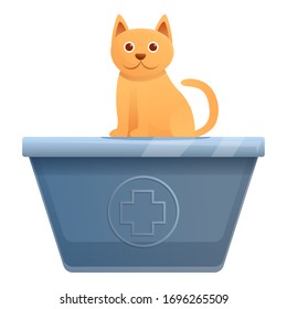 Cat on veterinary table icon. Cartoon of cat on veterinary table vector icon for web design isolated on white background