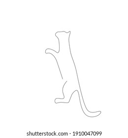 Cat on the white background. Cute domestic animal, print for t shirt. Vector illustration
