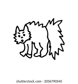 Gato de fondo blanco. Halloween. Ilustración dibujada a mano. Estilo Doodle.