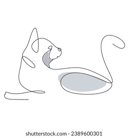Cat one line art. Minimalist Line art of Cat. Vector.
