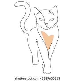 Arte de una línea de gato. Arte de línea minimalista de gato. Vector.