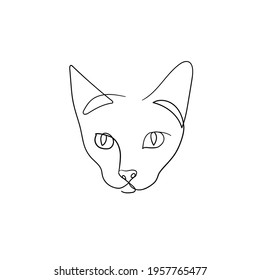 Cat one line drawing art.  Abstract pet logo. Vector illustration