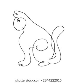 arte de dibujo de una línea de gato. Logo de mascotas abstractas. Ilustración del vector