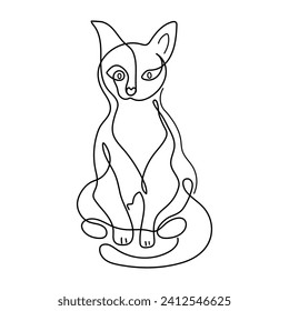 cat one line drawing isolated, vector