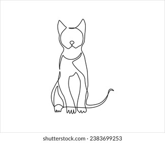 cat one line drawing of cat- kitten. Cute Cat single line art vector illustration
