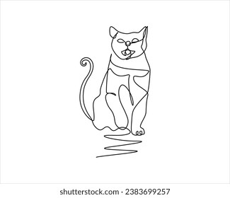 cat one line drawing of cat- kitten. Cute Cat single line art vector illustration