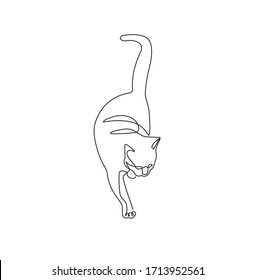 Cat. One Line Drawing. Minimalist Style. Vector Illustration.