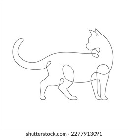Cat in one line drawing style. Abstract and minimalist cat icon. Contunuous line drawing of cat. Vector illustration