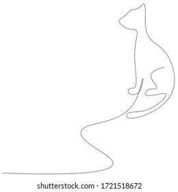 Cat one line drawing, vector illustration