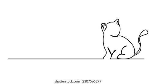 Cat one line drawing vector. Continuous line cats cover poster. Line art. Poster for concept design. Typography poster. Black doodle illustration. Contour symbol. Silhouette vector. EPS 10