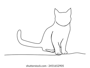 Cat. One line drawing vector illustration.