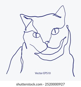 Cat one line drawing vector design