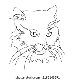 Cat one line drawing.Vector one line illustration.