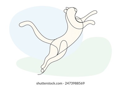 Cat One Line Sketch Illustration. Editable Outline Cat Curve Line Flexible Hand Drawn  Silhouette Icon. Veterinary Clinic Symbol Logo Cat Animal Illustration For Card, Flyer, Invitation, Advertising