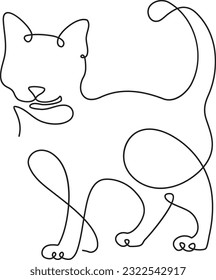 Cat oneline art continous line kitten