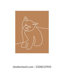 Cat Oneline Continuous Single Line Art Vector