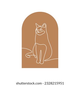 Cat Oneline Continuous Single Line Art Vector