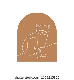 Cat Oneline Continuous Single Line Art Vector