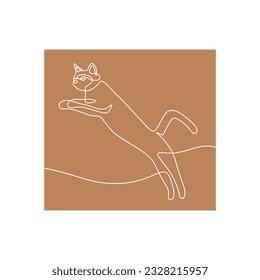 Cat Oneline Continuous Single Line Art Vector