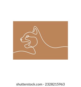 Cat Oneline Continuous Single Line Art Vector