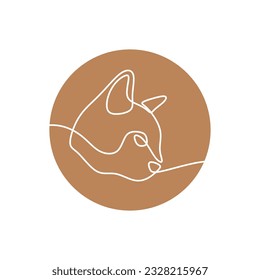 Cat Oneline Continuous Single Line Art Vector