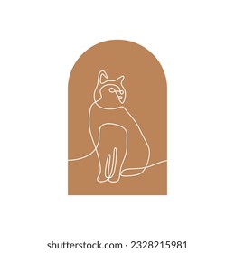 Cat Oneline Continuous Single Line Art Vector