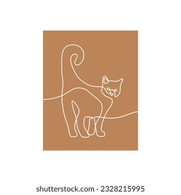 Cat Oneline Continuous Single Line Art Vector