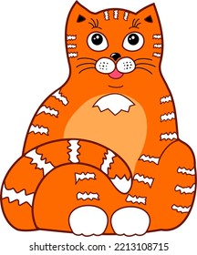 The cat is orange striped. Stylized image of a pet. Color vector graphics. Icon.