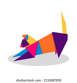 Cat origami. Abstract colorful vibrant Cat logo design. Animal origami. Vector illustration