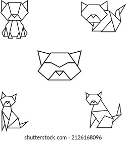 Cat Origami Geometric Image, Vector