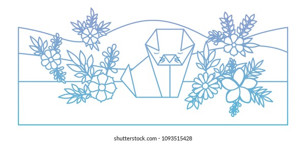 cat origami paper in the field