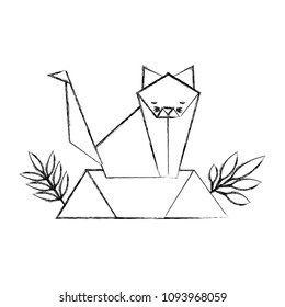 cat origami paper in the field