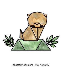 cat origami paper in the field