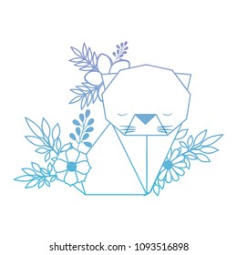 cat origami paper with floral decoration