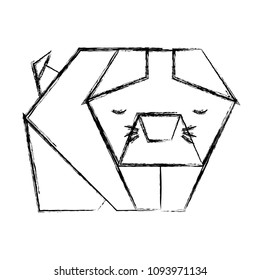 cat origami paper icon