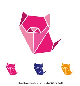 Cat origami style icon, shape
