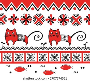 cat ornament pattern fon painting	
