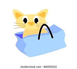 Cat out of the bag vector illustration