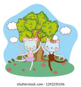 cat outdoors cartoon