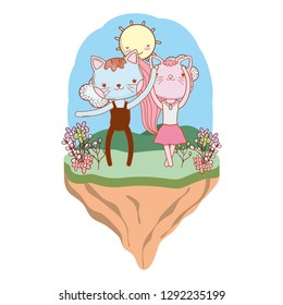 cat outdoors cartoon