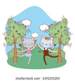 cat outdoors cartoon